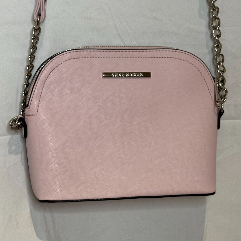 Steve Madden Blush Pink Crossbody Bag Silver Chain Strap Dome Purse
